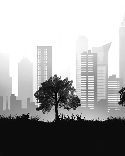 Futuristic City Black & White — FHD 1080p